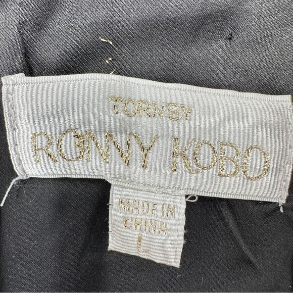 Torn by Ronny Kobo Puffed Sleeve Bodycon Vegan Leather Midriff Cutout Minidress - Picture 6 of 8